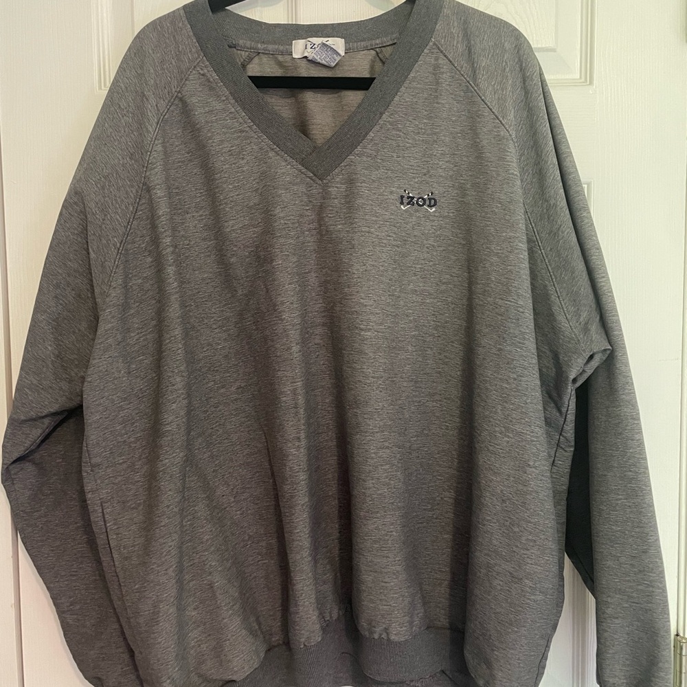 IZOD Men's XLARGE Golf Windbreaker V-Neck Pullover Gray Vintage‎